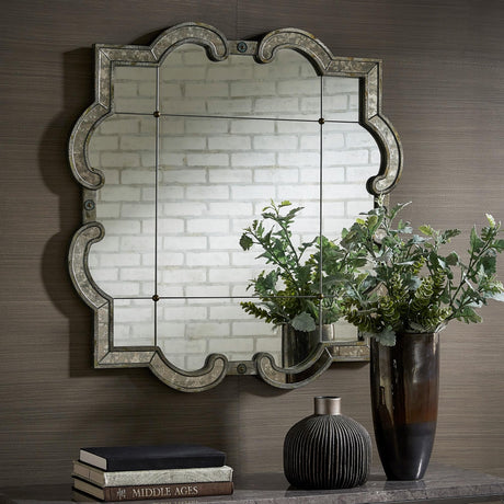 Fantina Antique Silver Paned Wall Mirror by Classic