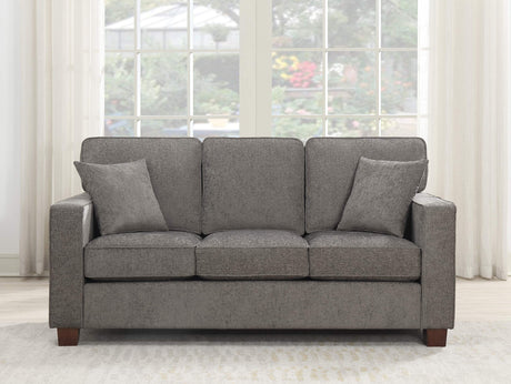 Russell 3 Seater Sofa with 2 Pillows and Coffee Finished Legs, Taupe