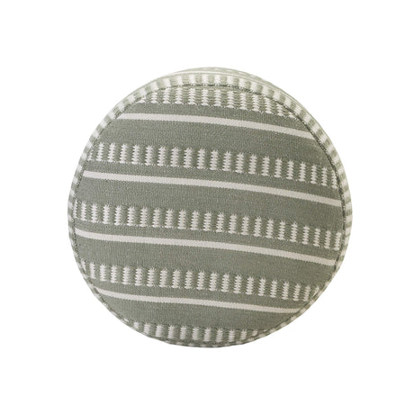 Dash and Stripe Geometric Indoor Outdoor Pouf, Green/White, 20" x 20" x 20"