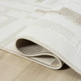 Beige Geometric Area Rug 5' x 8' - Maze Design