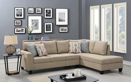 Sectional Sofa with 4 Cushions, Modern Tufted Micro Cloth L-Shaped Sofa Couch, with Memory Foam, 5 Seat Modular sectional Sofa with Reversible Chaise - Light Grey - Oliver & Smith