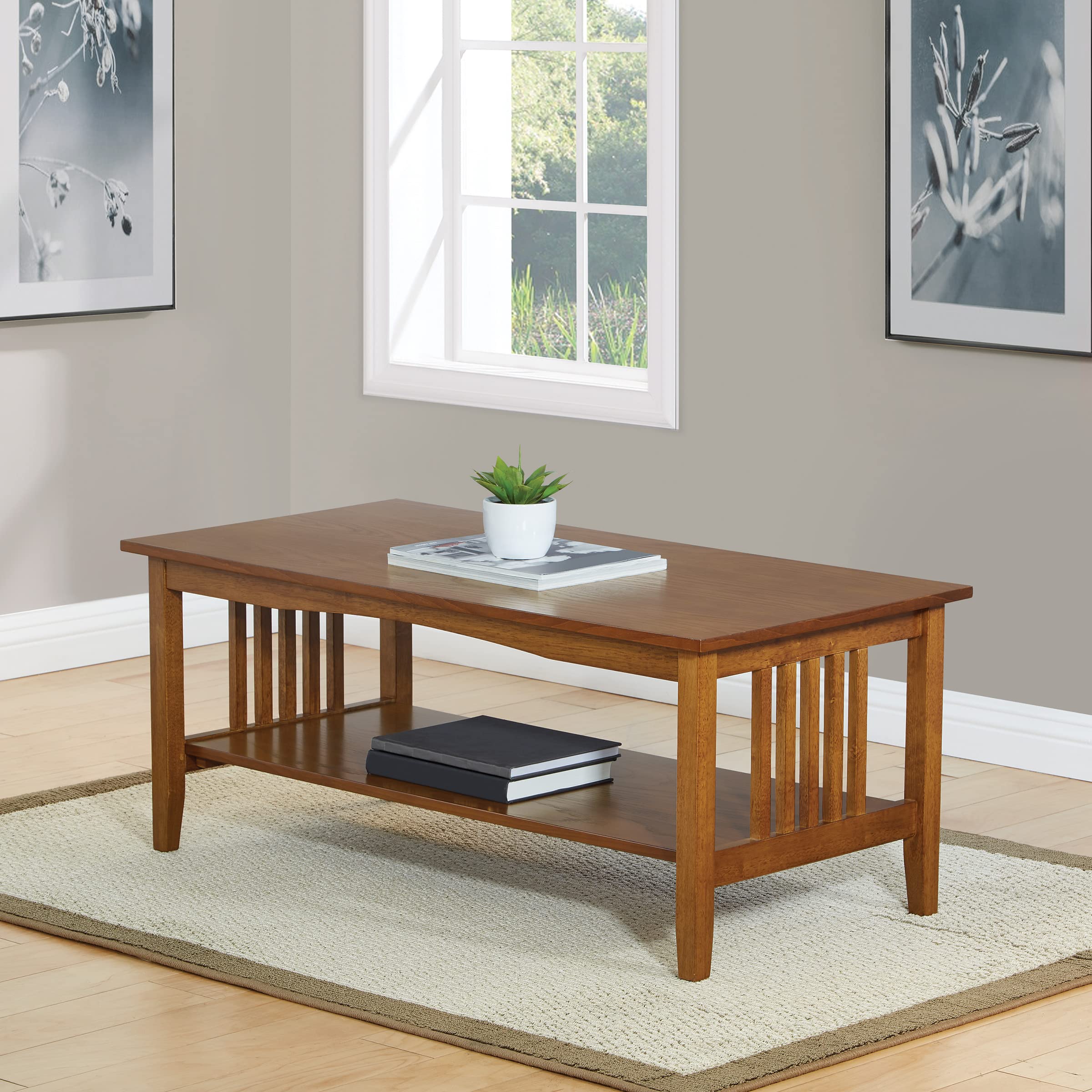 Home Furnishings Sierra Coffee Table with Lower Storage Shelf
