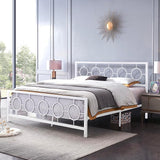 Queen Size Platform Bed with Headboard, Metal Bed Frame, No Box Spring Need