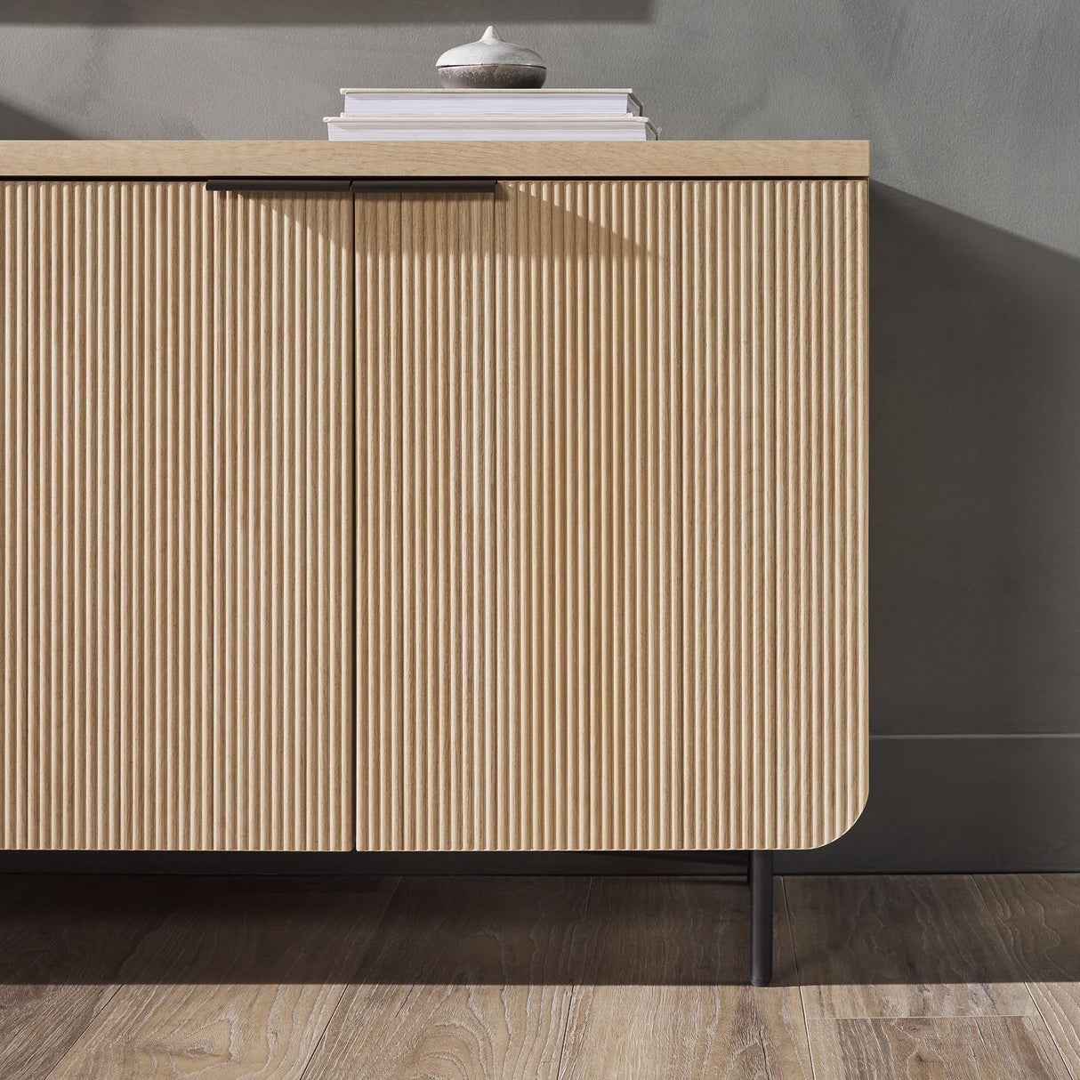 Modern Scandinavian Fluted Door Kitchen Storage Sideboard Buffet Cabinet Console,