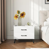 White Nightstand with 2 Storage Drawer,Modern Classics Bedside Table