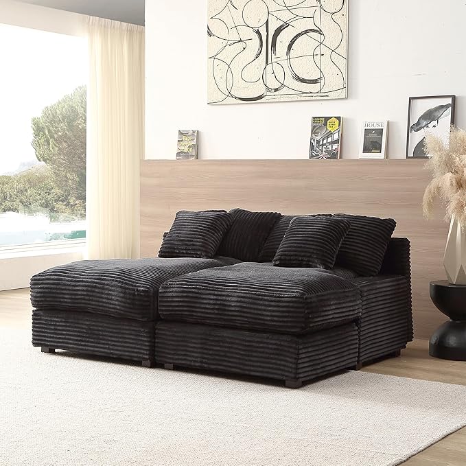 U-Shaped Oversized Corduroy Modular Sectional Sofa Couch