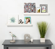 Levie 24 inch 2-Pack Wood Floating Wall Shelf Picture Frame Holder Ledge, White