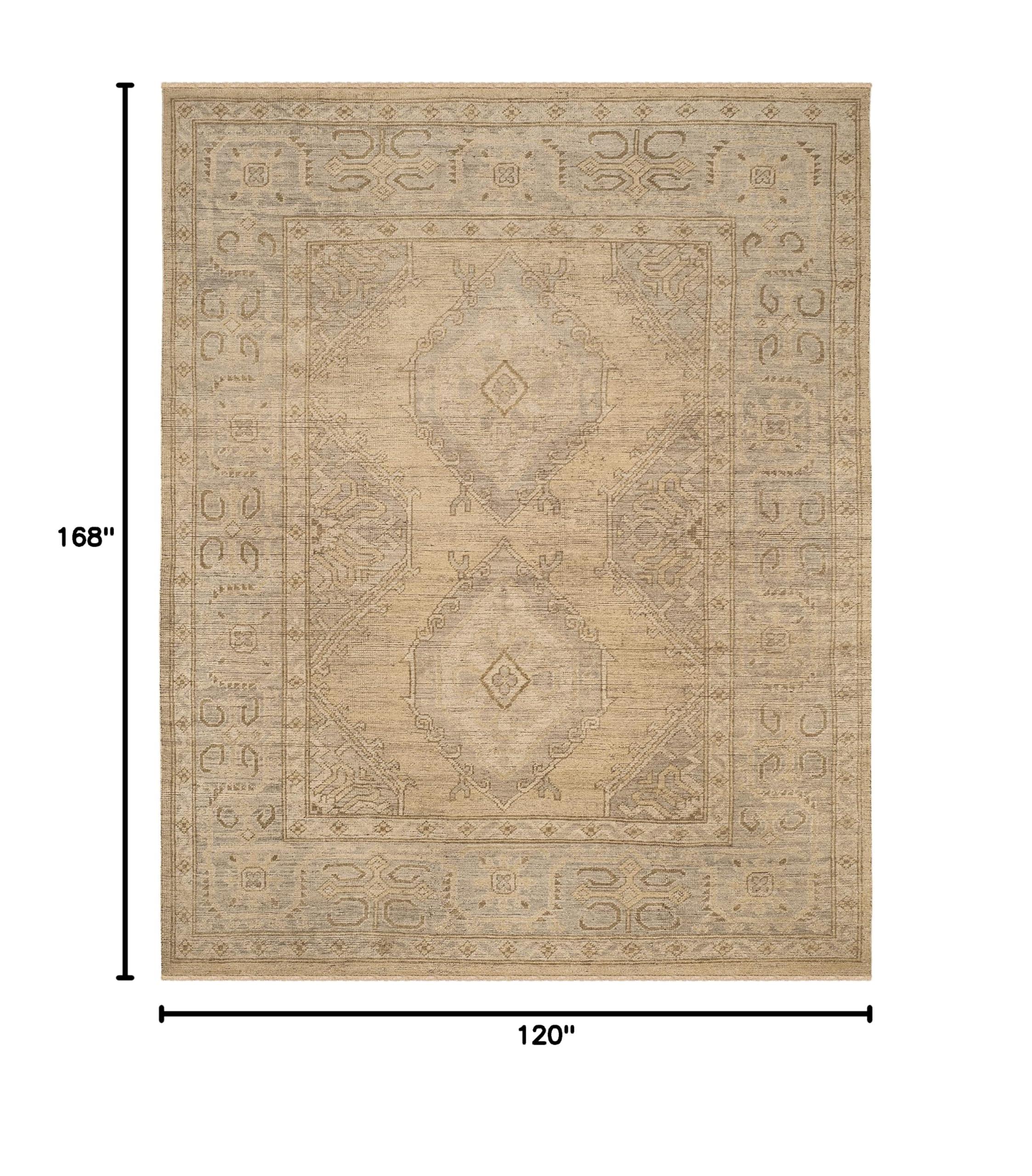 SAFAVIEH Izmir Collection Area Rug - 10' x 14', Gold & Grey, Hand-Knotted Traditional New Zealand Wool, Ideal for High Traffic Areas in Living Room, Bedroom (IZM180A)