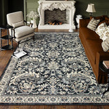 Black Living Room Rugs 8x10, Vintage Washable Grey Rug for Bedroom Dining Room,