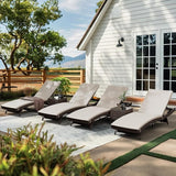 Patio Chaise Lounge Set 3 Pieces with Adjustable Backrest and Removable Cushion