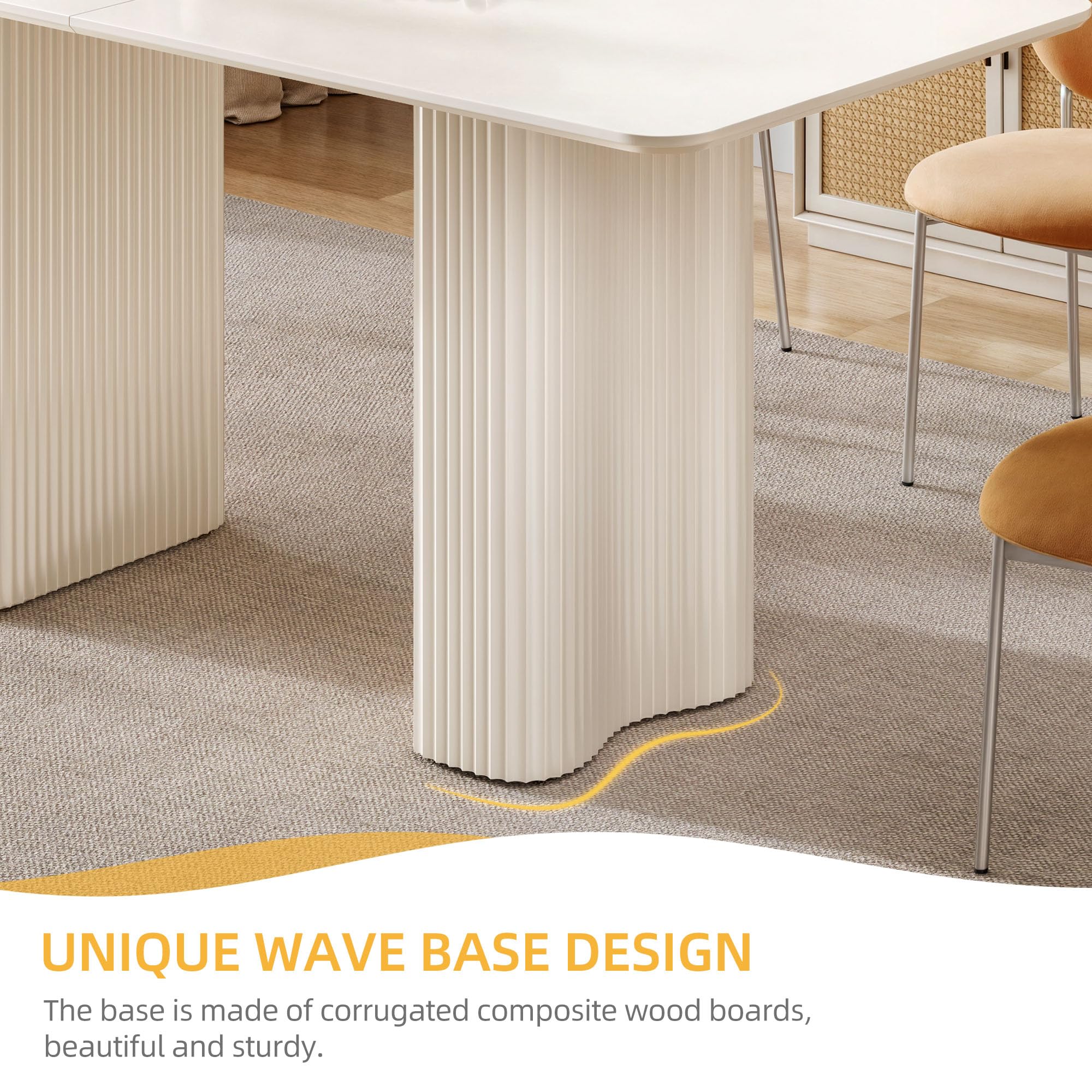 70.8" Modern Rectangular Dining Table for 6-8 People - White