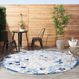 Aloha Indoor/Outdoor Blue/Grey 7’10” x Round Area Rug, Easy Cleaning