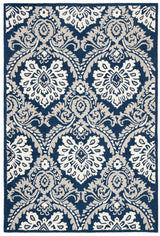 Blossom Collection Accent Rug - 3' x 5', Navy & Ivory, Handmade Wool