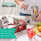 Cocktail Shaker Set - 24 Piece Stainless Steel Bartender Drink Kit & Stand