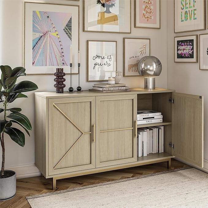 Neely Wide Accent Cabinet with 3 Doors and 2 Storage Shelves