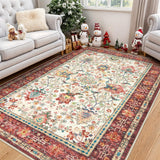 Red 5x7 Area Rugs for Living Room, Washable Rugs for Bedroom Non Slip