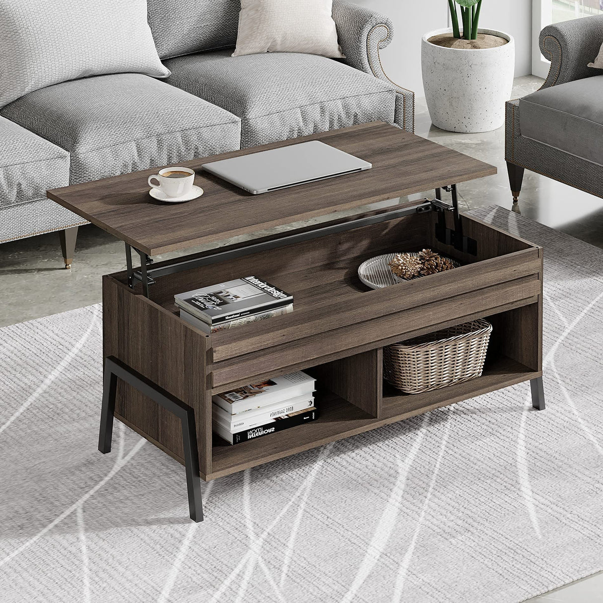 Modern Lift Top Coffee Table with Storage, Wood Living Room Tables