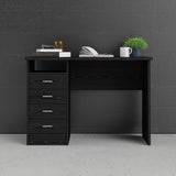 Desk with 4 Drawers, Black Woodgrain