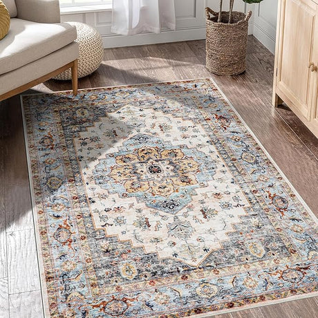 Machine Washable Rug 8x10 Area Rugs for Living Room Large Boho Bedroom Vintage