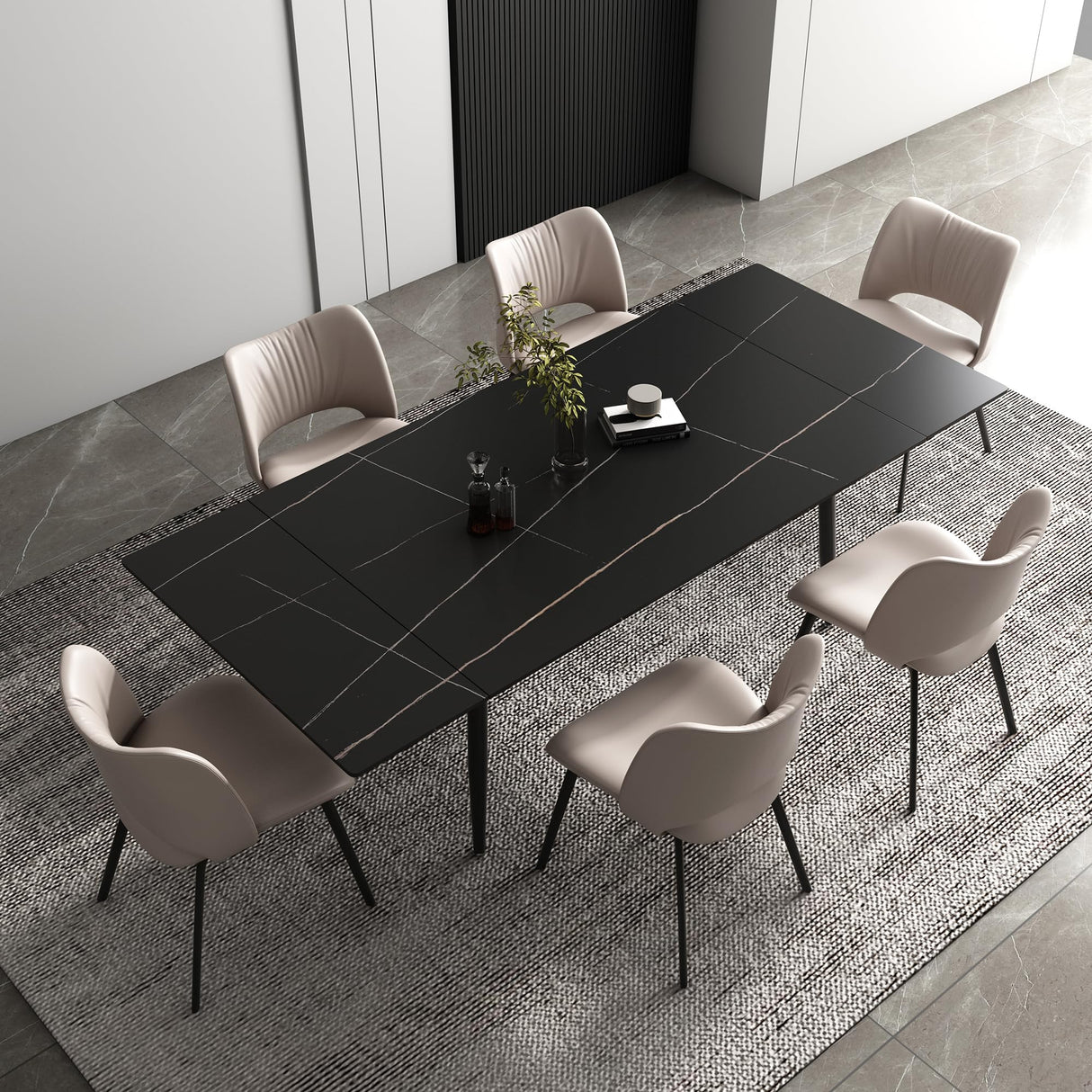 62.9'' to 94.4'' Extendable Dining Tables for 4 to 8 - New sintered Stone Material Rectangle