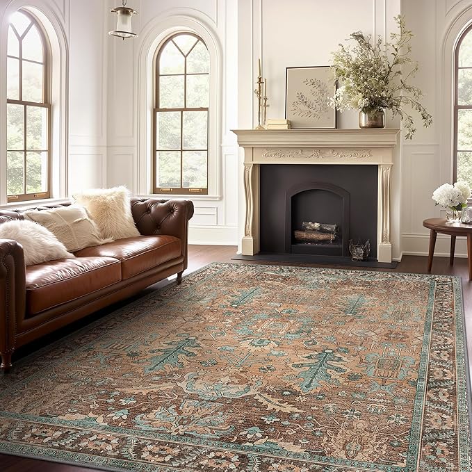 8x10 Area Rugs for Living Room, Machine Washable Rug Lightweight Low Pile