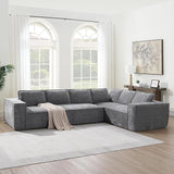 129.5" Modern L Shaped Sectional Sofa with Soft Chenille Fabric