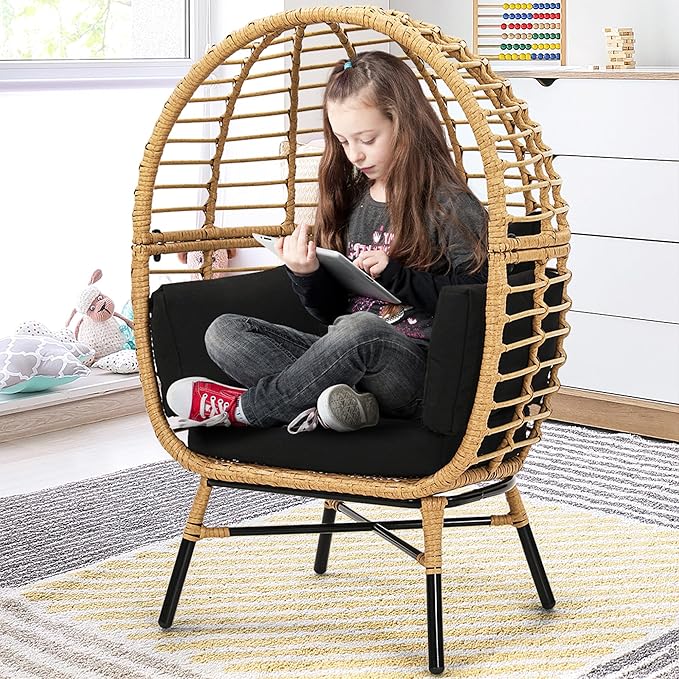 Rattan Egg Chair for Children, Indoor Wicker Kids Egg Chair, Outdoor Patio Rattan Egg Chair