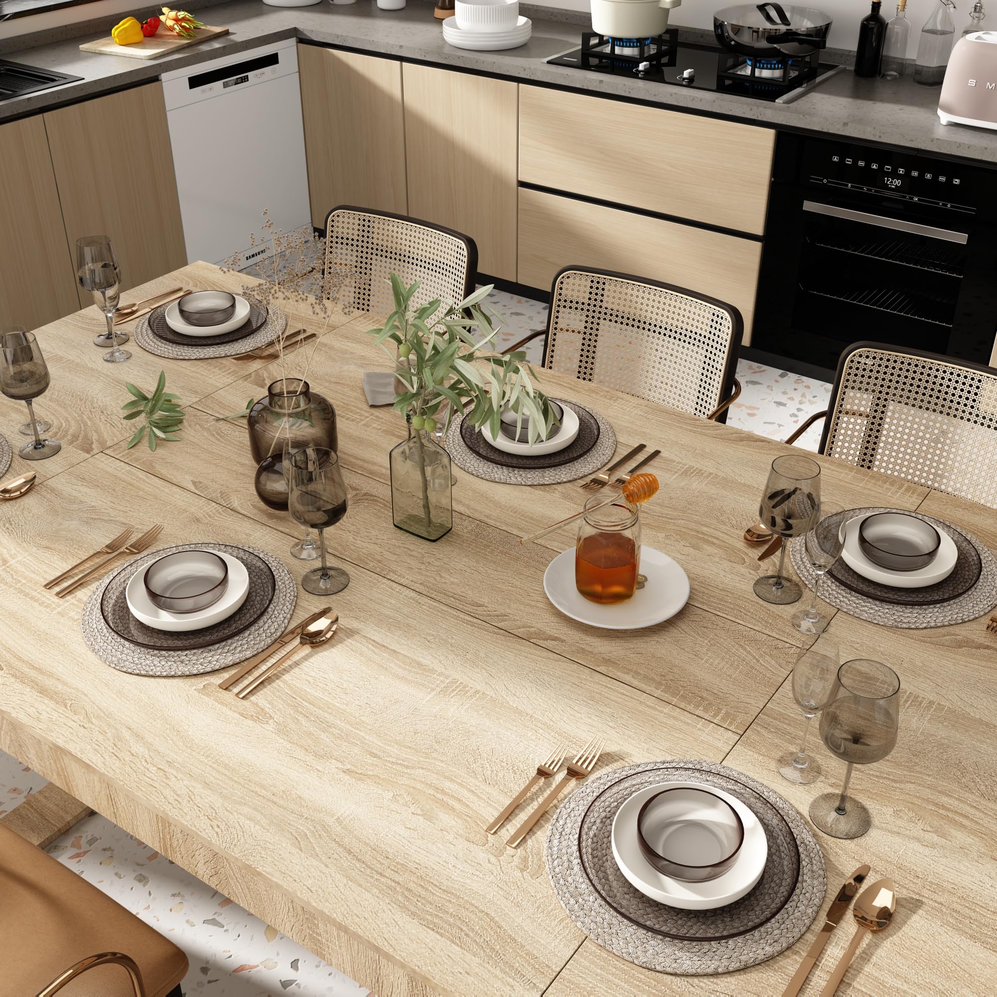 86.6" Modern Dining Table for 8-10 People