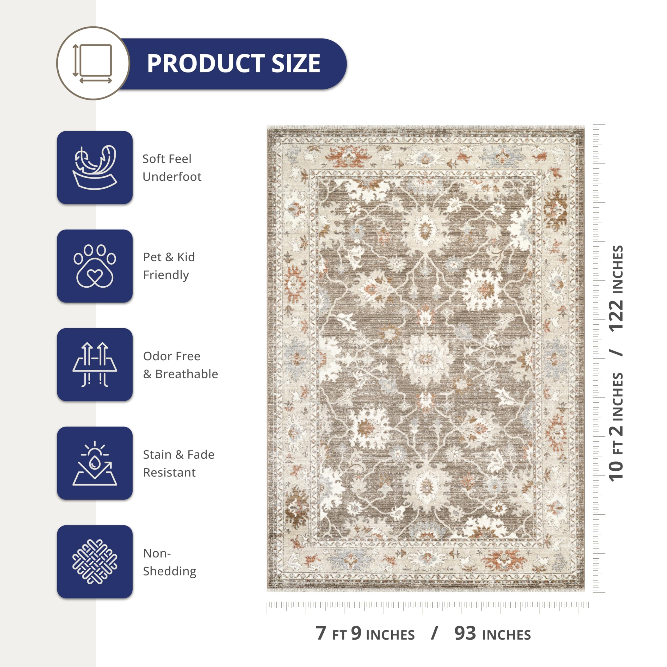 8x10 Brown Oriental Vintage Area Rug - Alara Collection