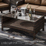 4-Piece Patio Furniture Set Outdoor Rattan Wicker Sofa Set with Cushions