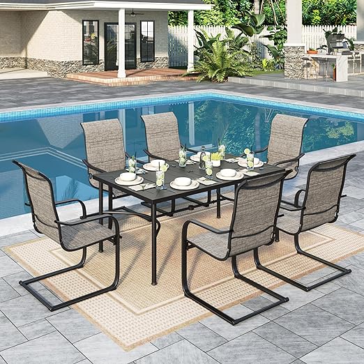 Sling Patio Chairs, 2 PCS Padded Spring Patio Chair for Outdoor