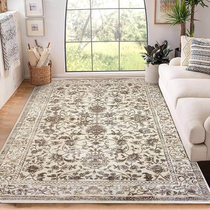 Area Rug 5x7 Living Room Rug Washable Rug Vintage Floral Rug Bedroom Rug Non Slip