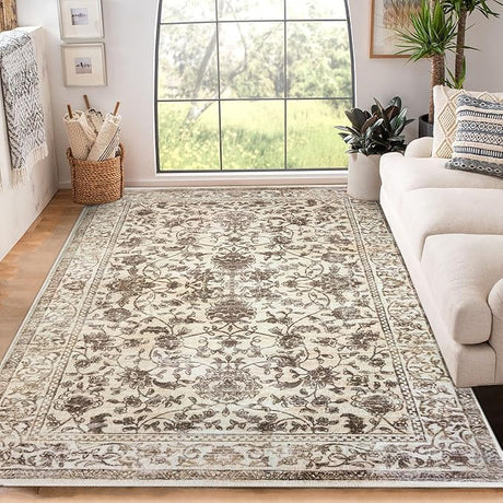 Area Rug 5x7 Living Room Rug Washable Rug Vintage Floral Rug Bedroom Rug Non Slip