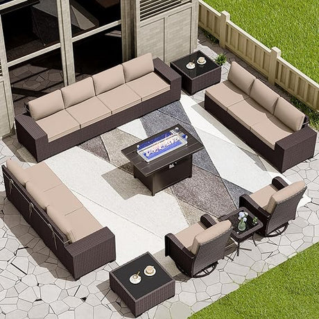 Outdoor Patio Furniture Set with Propane Fire Pit Table