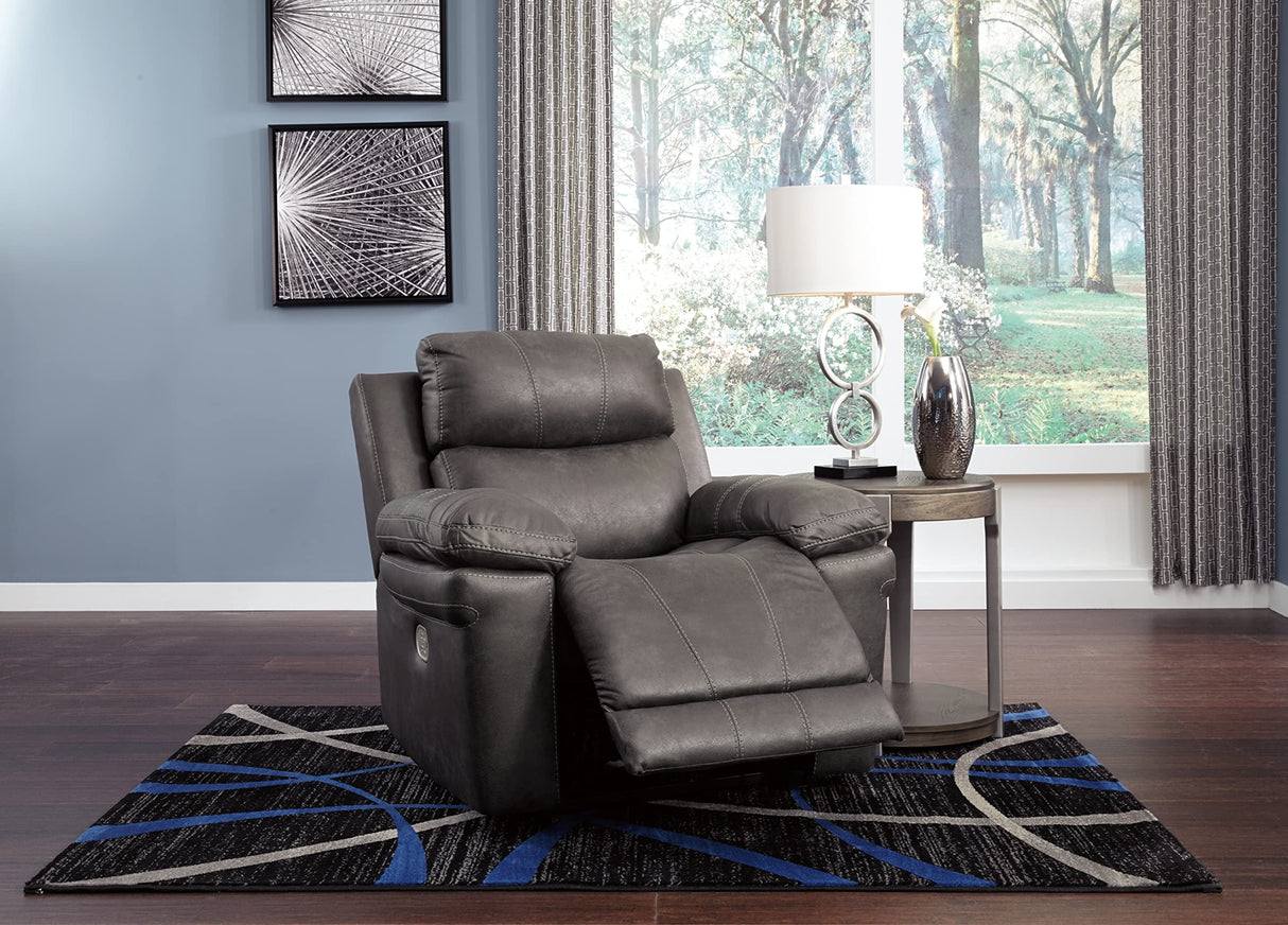 Erlangen Faux Leather Power Recliner with Adjustable Headrest & USB Charging Port