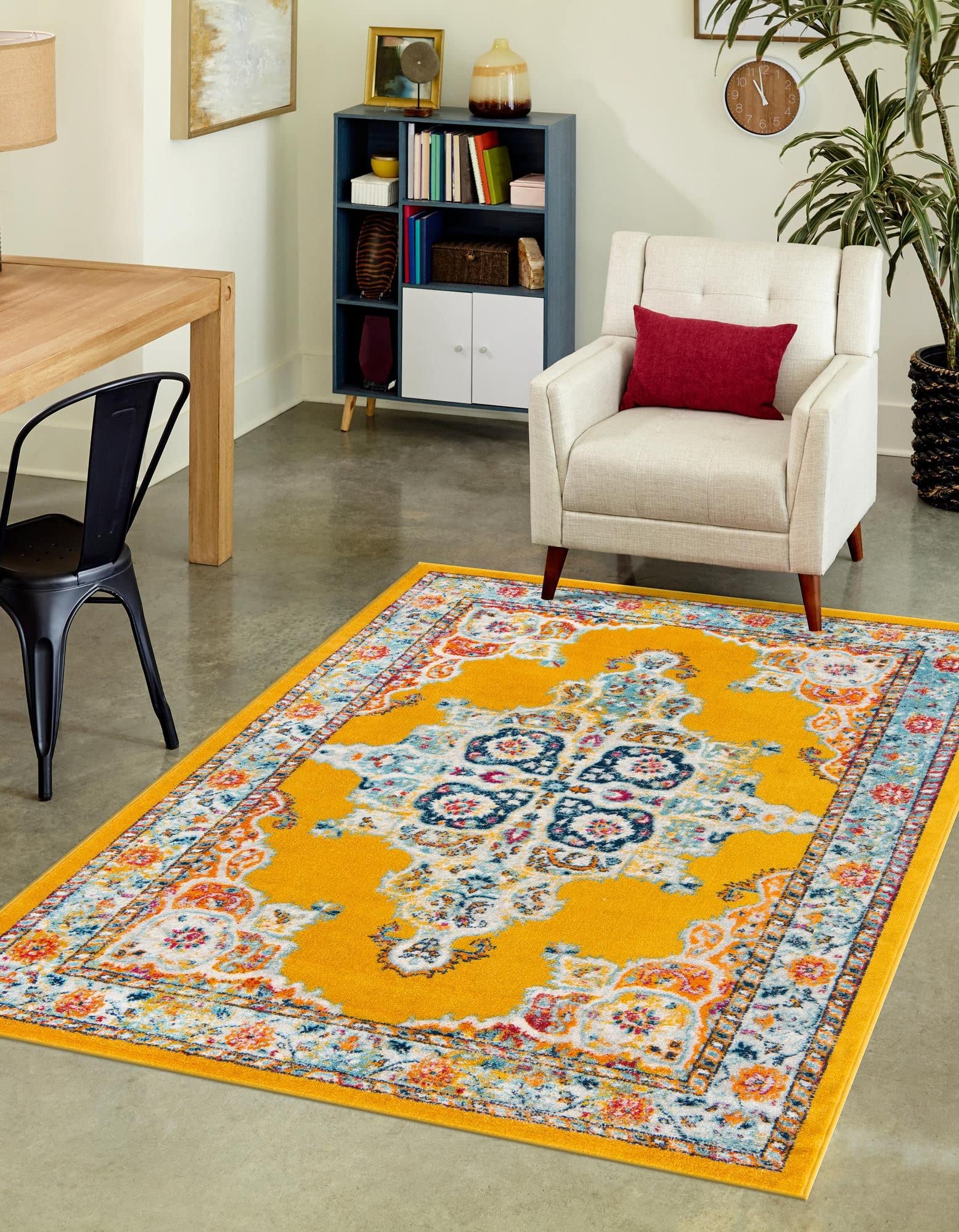 Rugs.com Parker Collection Rug – 10' X 14' Yellow Medium Rug Perfect for Living Rooms, Large Dining Rooms, Open Floorplans
