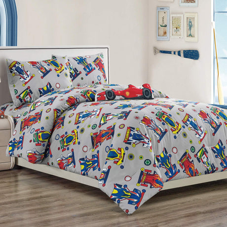 Kids Collection Bedding 4 Piece Sport car Twin Size Comforter Set