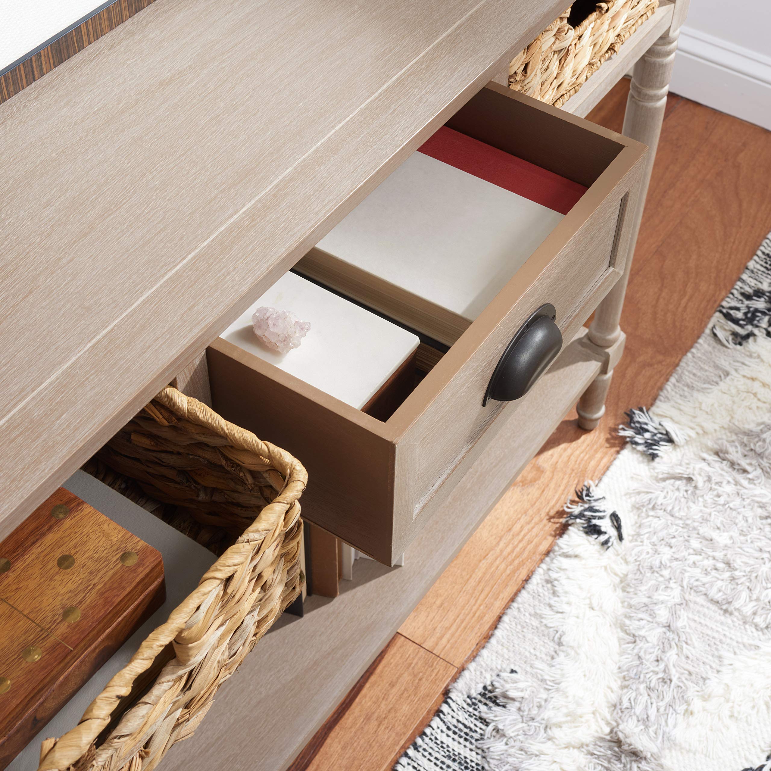 Home Collection Christa Vintage White 3-Drawer Storage Console Table