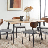 SAFAVIEH Home Collection Leith Mid-Century Scandinavian Natural/Black Stripe Rectangle Dining Table