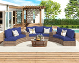 Patio Furniture Sets, 6 Piece Half-Moon Sectional Round Sofa Set