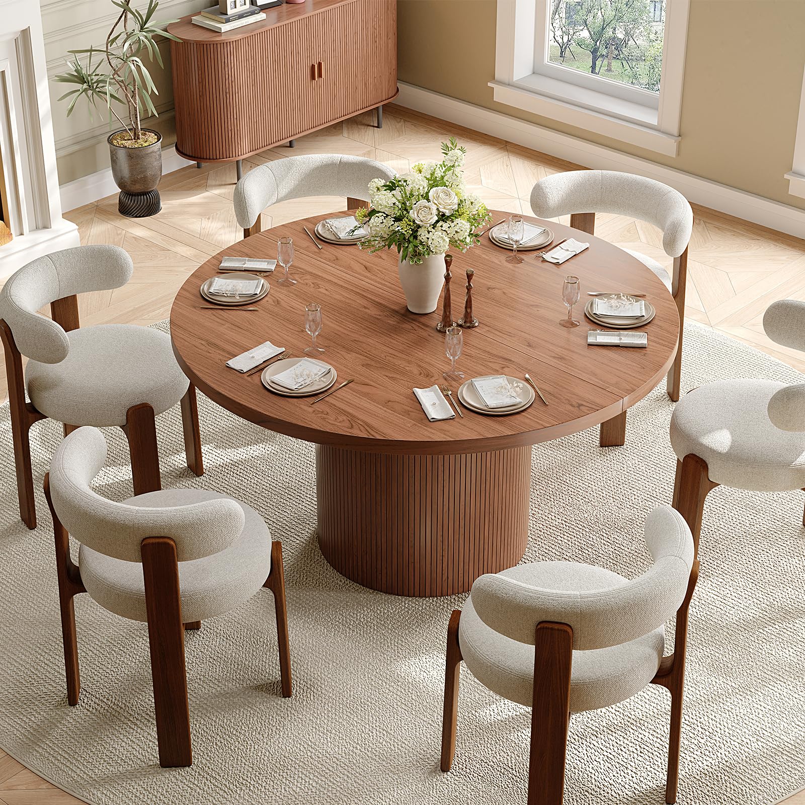 47 Inch Round Dining Table for 4