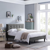 Upholstered Platform Queen Size LED Bed Frame with 4 Storage Drawers
