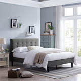 Queen Size Metal Bed with Headboard, Platform Bedframe Sturdy Framework