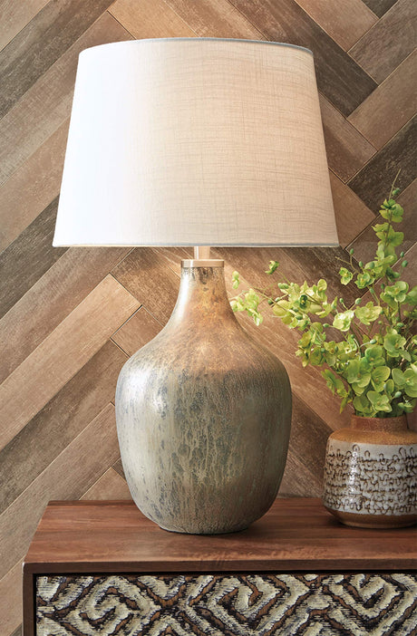 Signature Design by Ashley Mari Contemporary 27.75' Mercury Glass Table Lamp, Gray & Gold