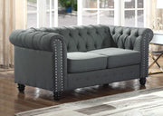 Venice Contemporary Tufted Upholstered Linen Blend Loveseat, Charcoal