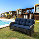 73'' Outdoor Patio Couch Wicker Sofa - 3 Seater Rattan Sofa