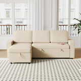 Sectional Sofa Couch, 86" Sleeper Sofa Bed with Storage Racks & Pull Out Sleeper