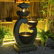 Water Fountain Outdoor Zen Feature - Garden Tranquil Pagoda Waterfalls Fountain
