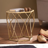 SEI Furniture Joelle Geometric Accent Table, Soft Gold, Antique Mirror - Bircata