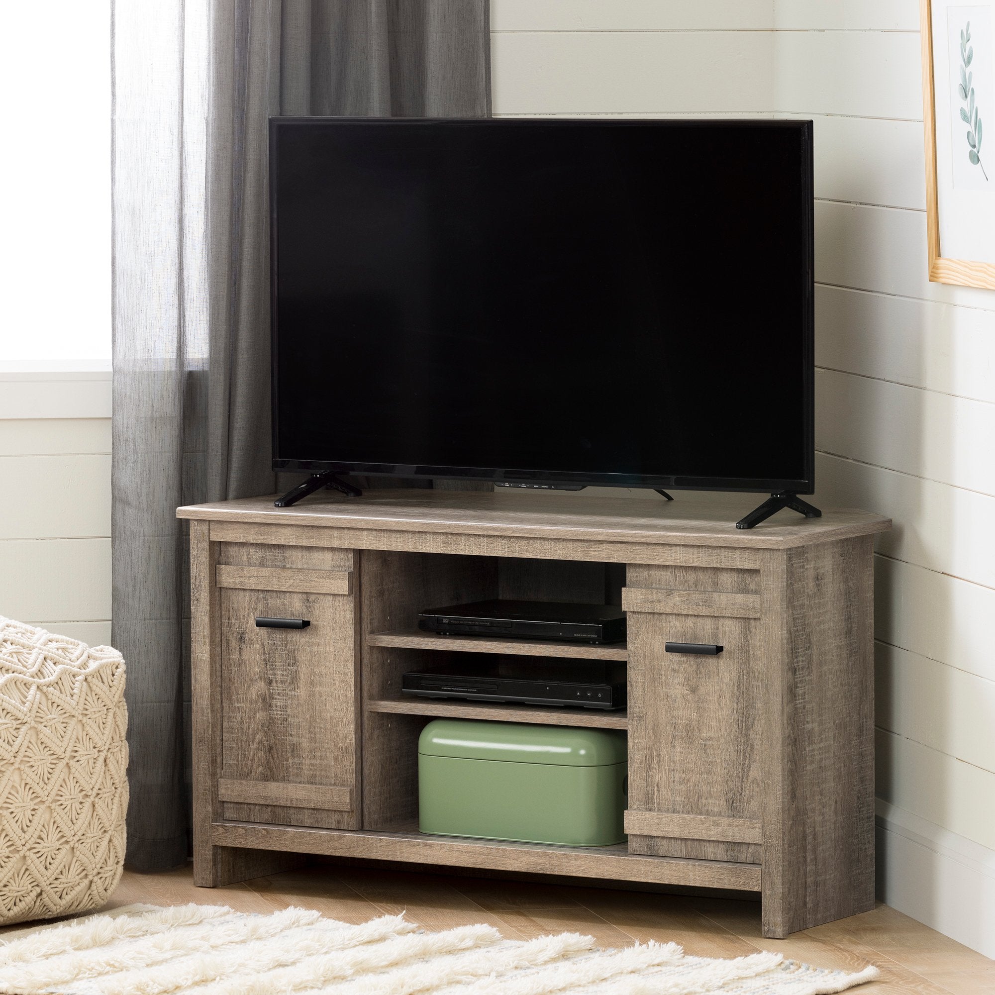 Exhibit Corner Stand, for TVs up to 42'', Weathered Oak
